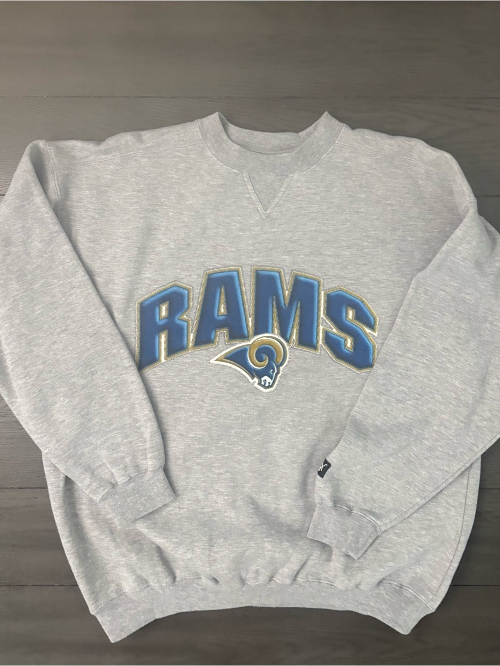 Vintage Y2K St Louis Rams Puma Sweatshirt Men's XL Gray NFL Crewneck Embroidered